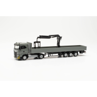 Herpa Iveco S-Way ND LNG Pritschen-Sattelzug mit Ladekran...